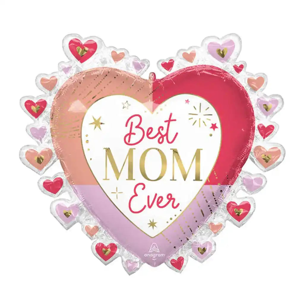 Colorful Best Mom Ever Hearts Super Shape, 29in