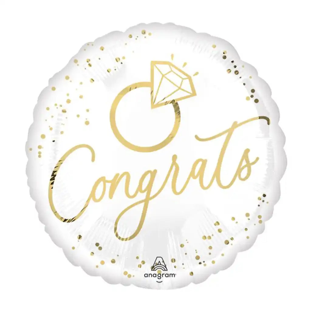 White Gold Wedding Foil Balloon, 18in