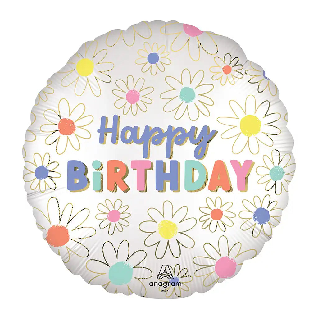 Daisies Happy Birthday Foil Balloon, 18in