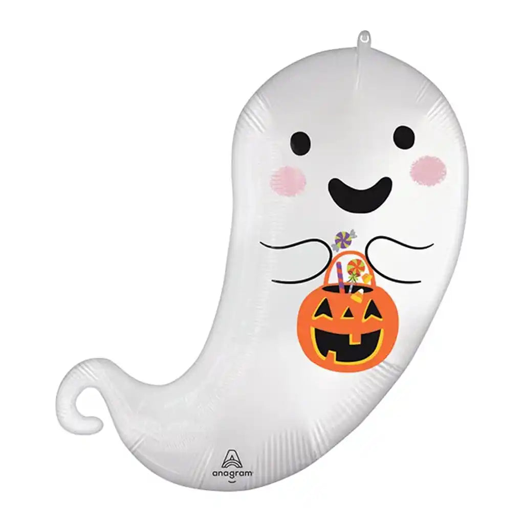 Satin Trick Or Treat Ghost Super Shape Balloon, 27in