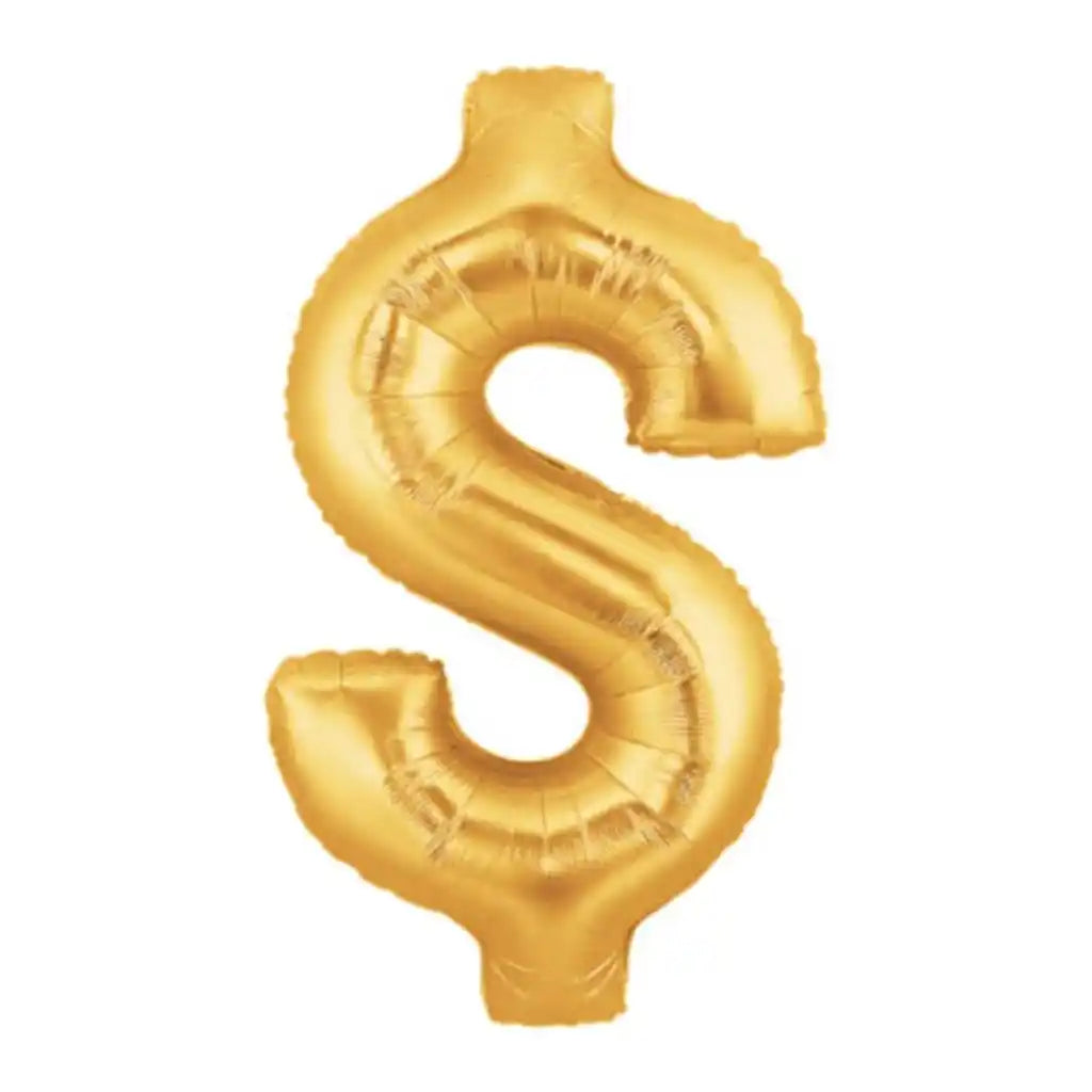 Symbol $ Dollar Sign Gold Megaloon Balloon, 34in