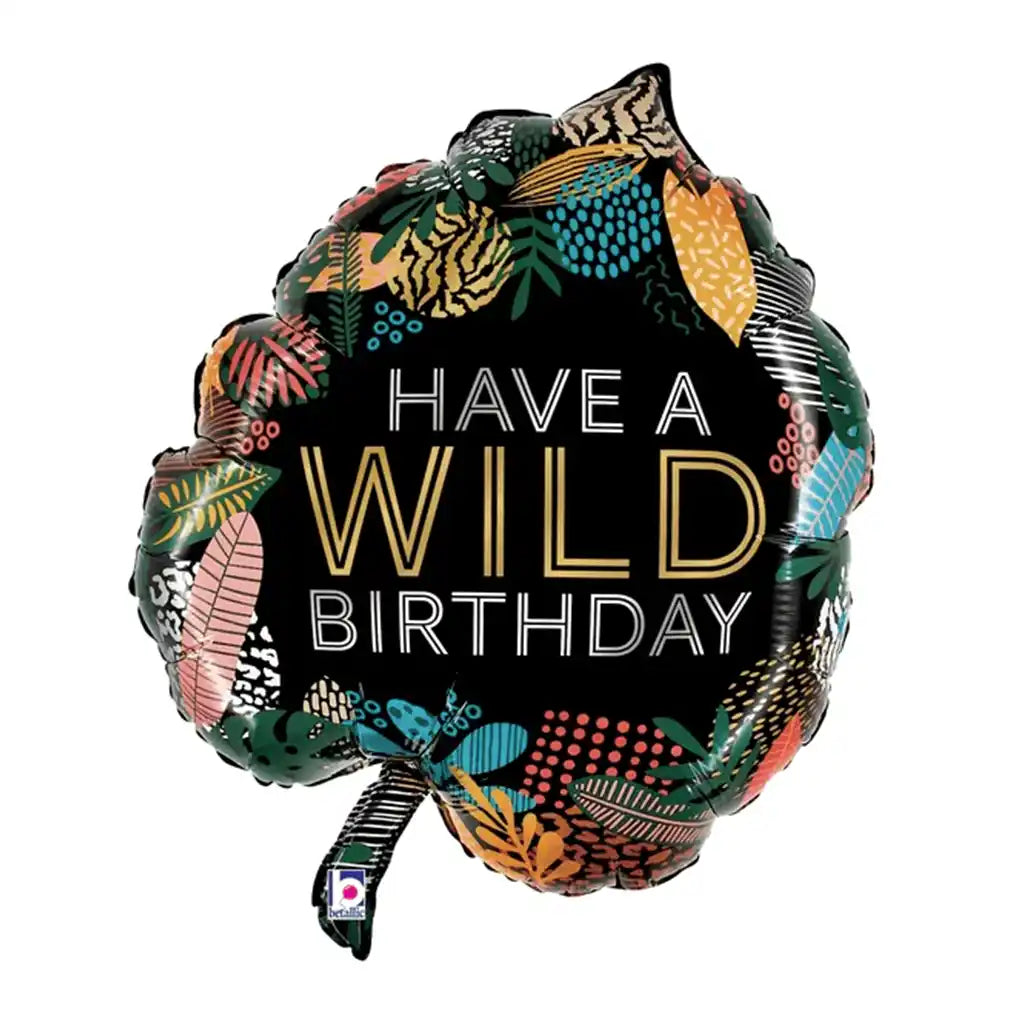 Wild Birthday Tropical Leaf Shape Foil Balloon, 30in