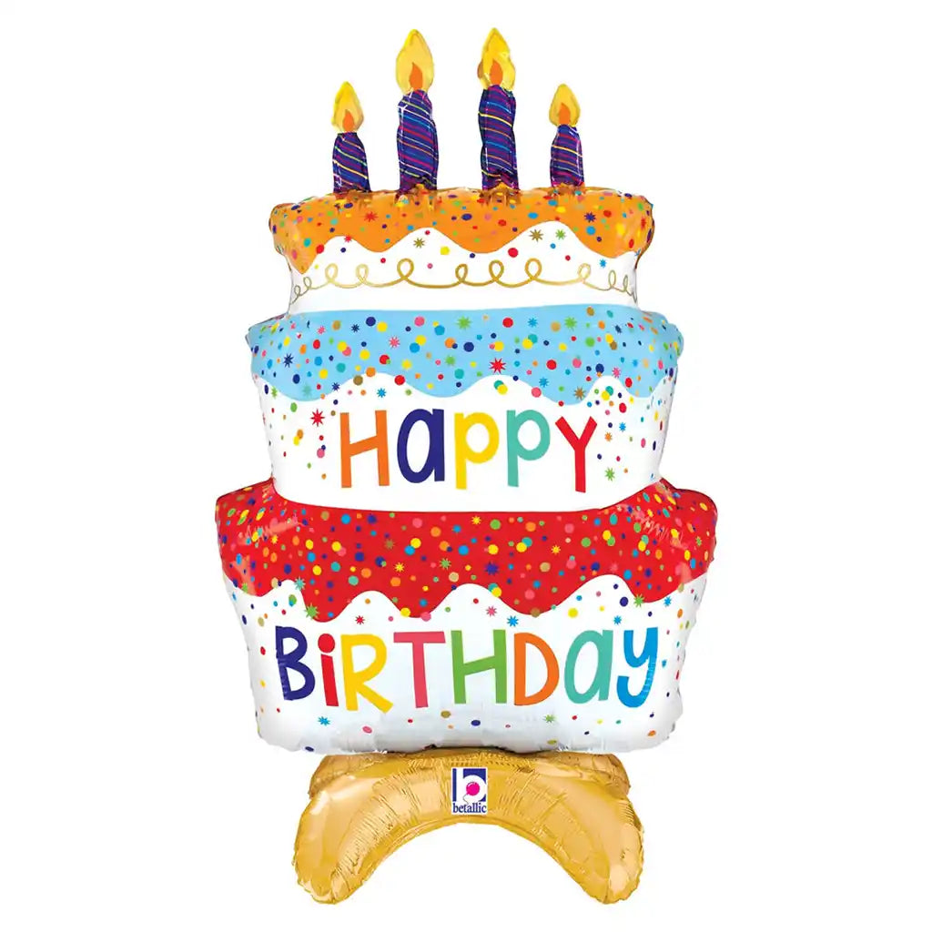 Standups Birthday Cake Foil Balloon, 29in