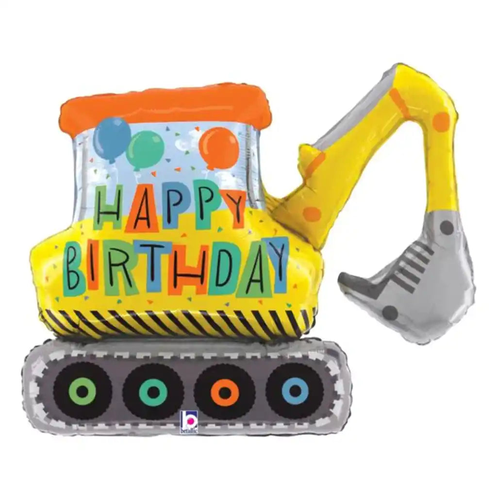 Birthday Construction Excavator Foil Balloon, 31in