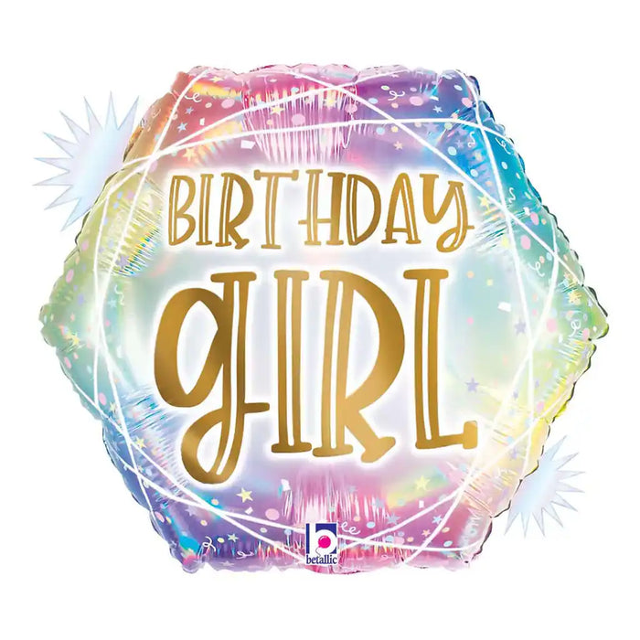 Opal Pastel Geo Birthday Girl Foil Balloon, 18in