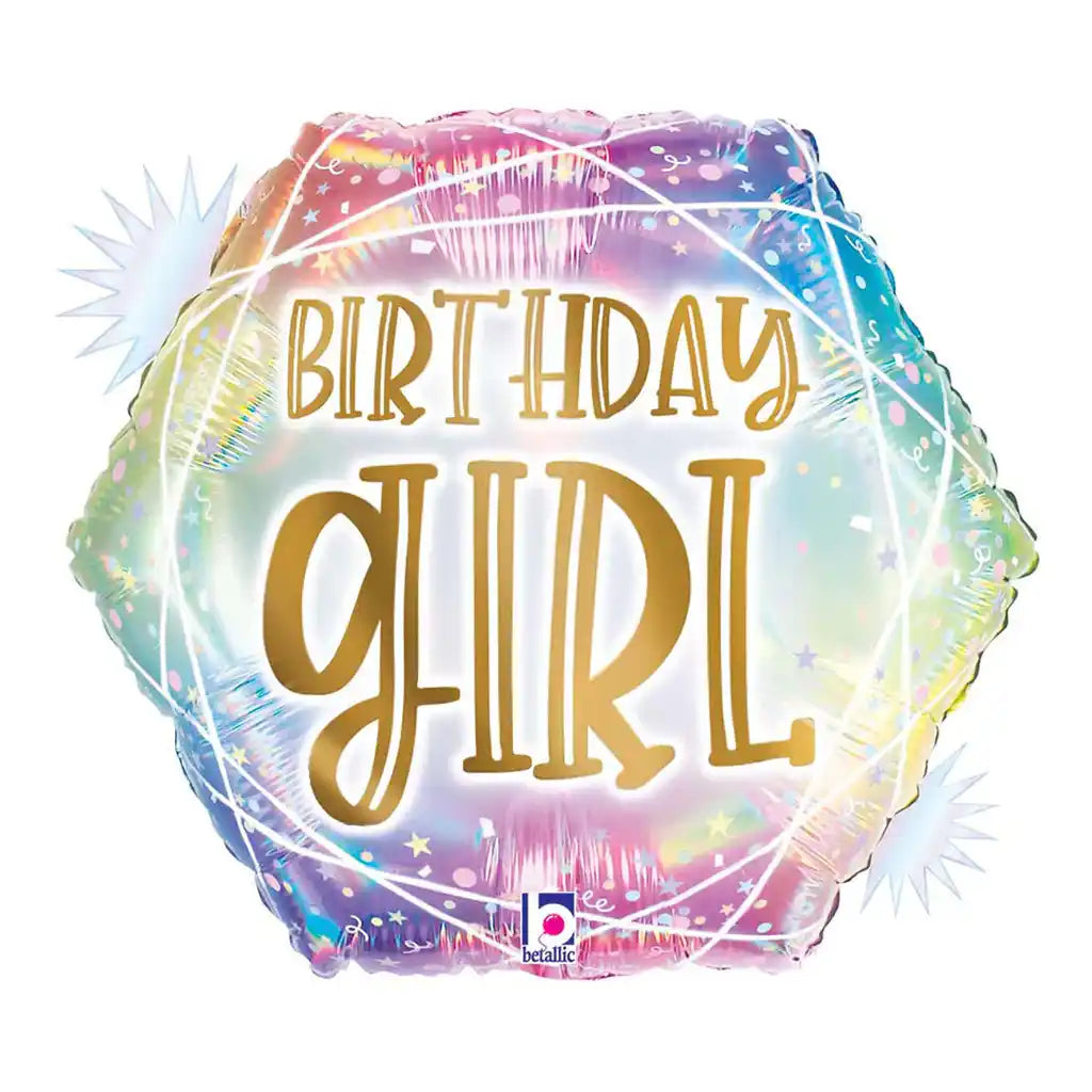 Opal Pastel Geo Birthday Girl Foil Balloon, 18in