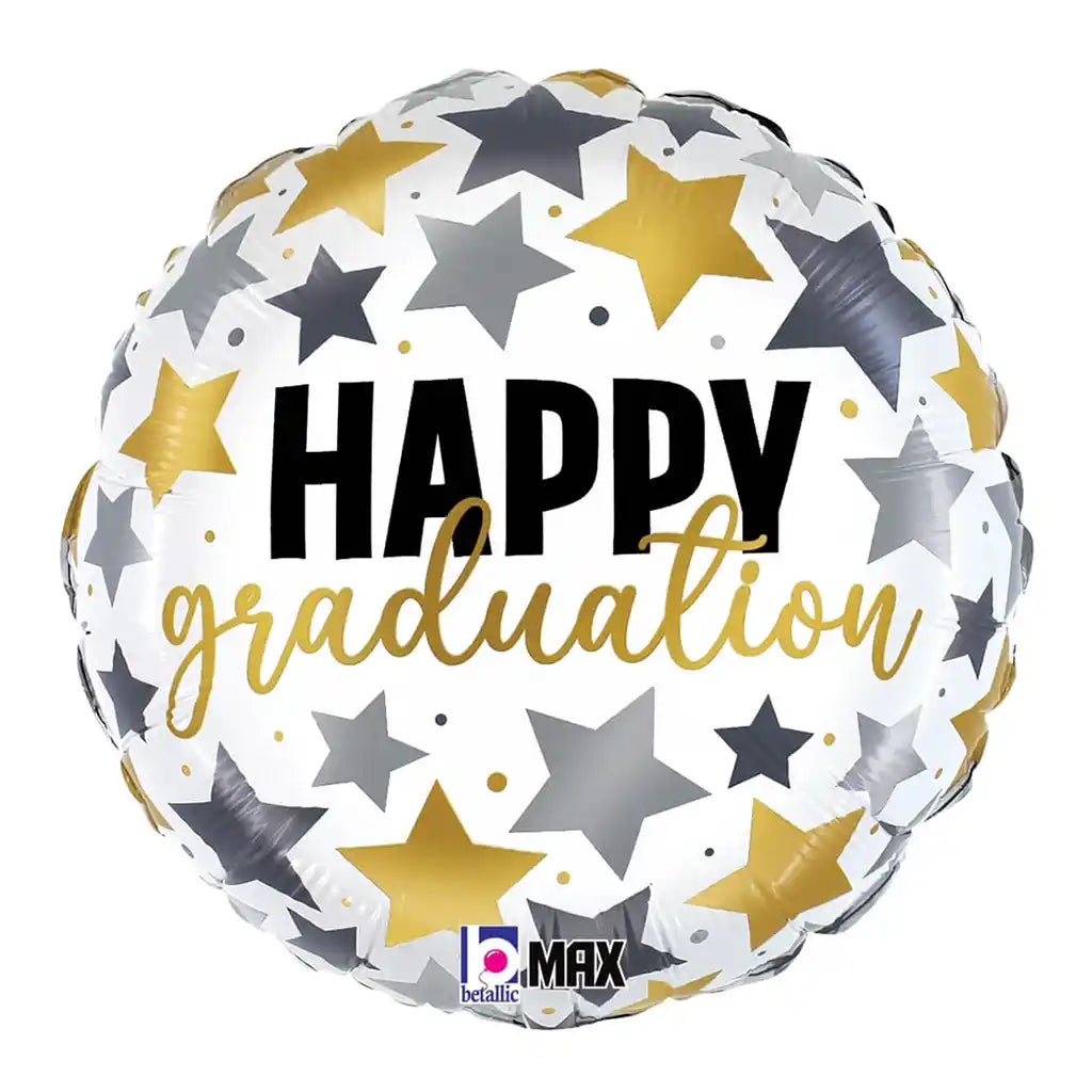 Graduation Metallic Stars Foil Balloon, 18in