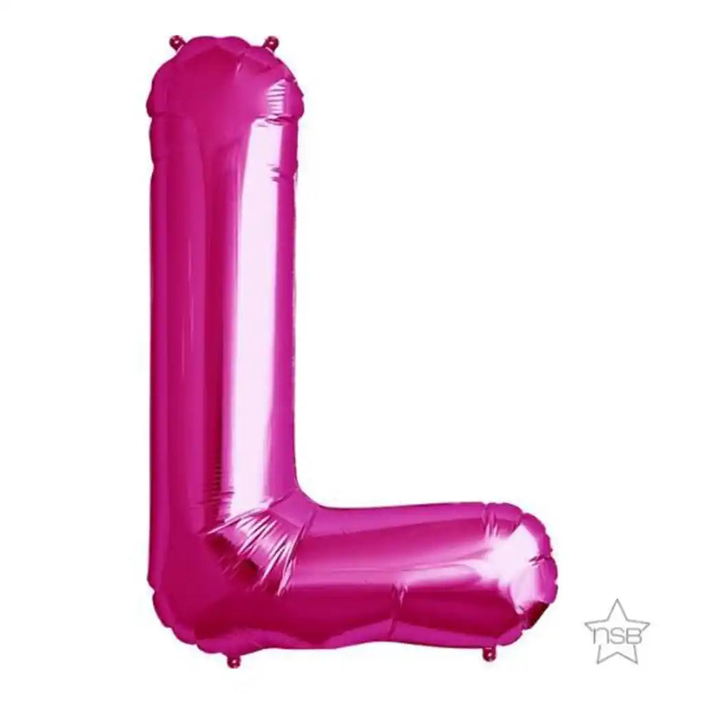 Letter L Magenta Foil Balloon, 34in