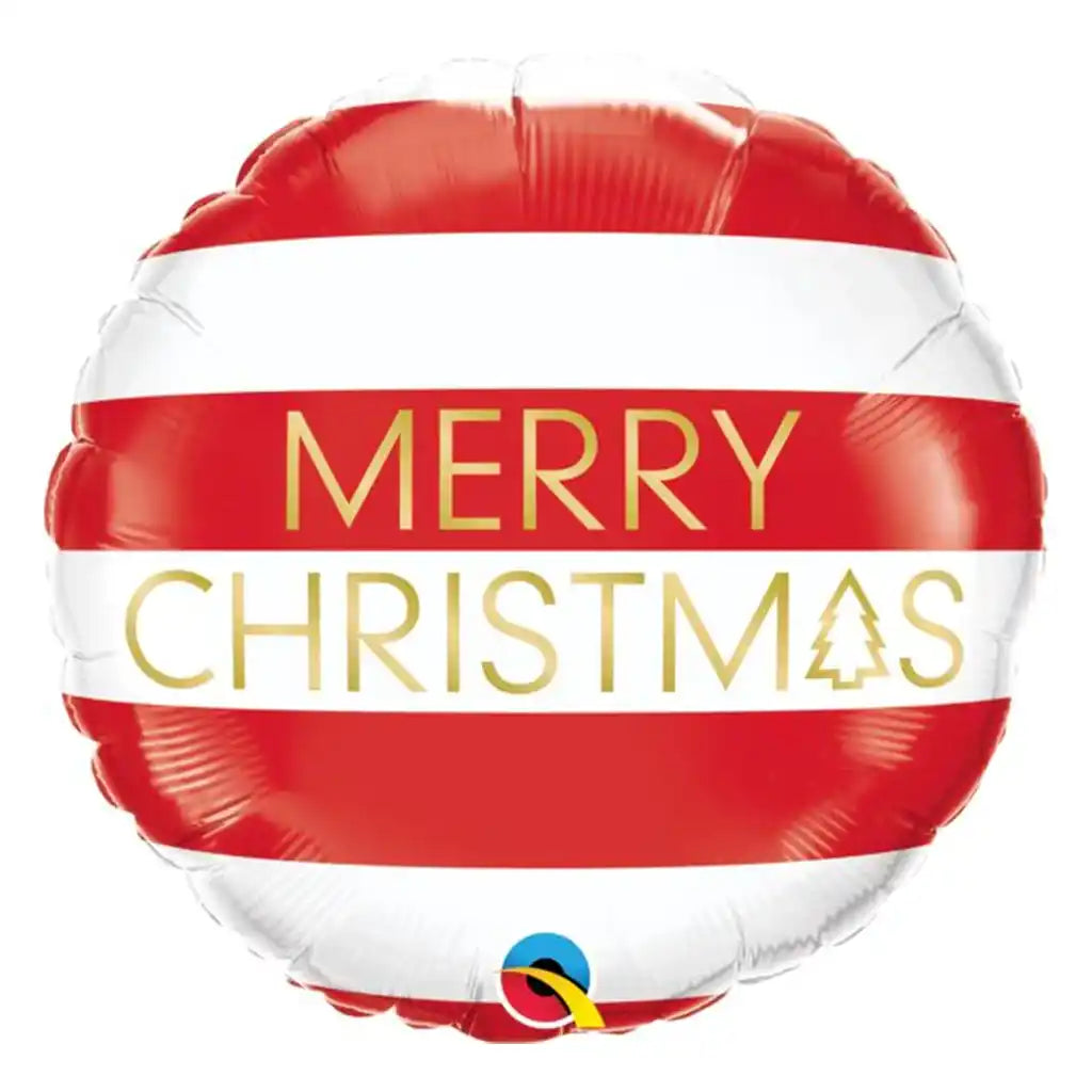 Christmas Red White Stripes Foil Balloon, 18in