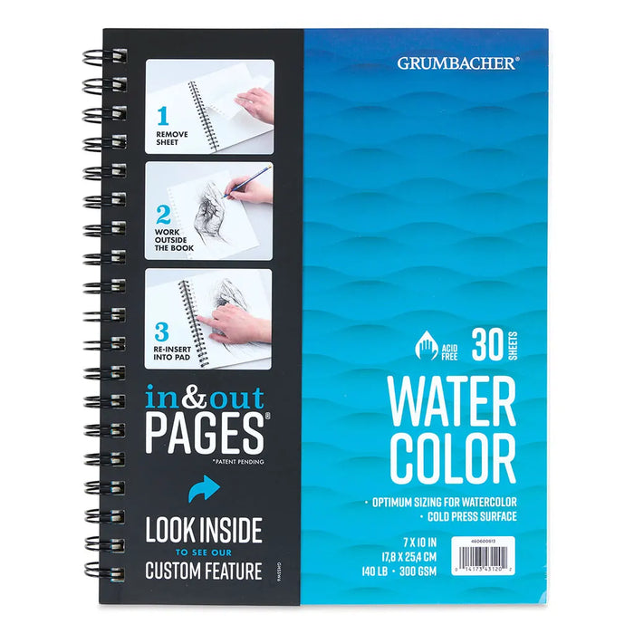 Watercolor Pads,7" x 10" Side-Wire - 30 Shts./Pad #140 300GSM