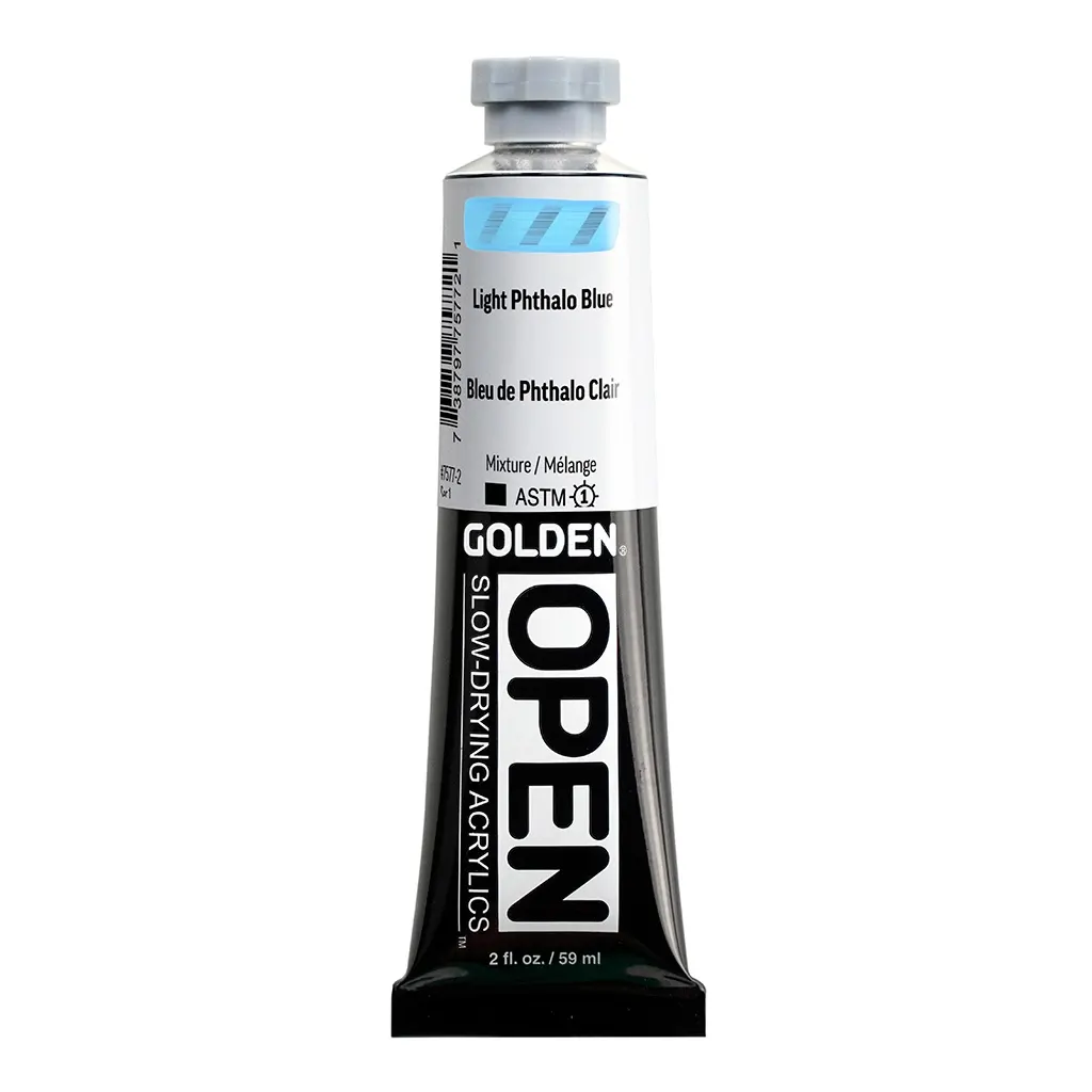 Golden OPEN Slow-Drying Acrylic Paint 2oz Light Phthalo Blue S1
