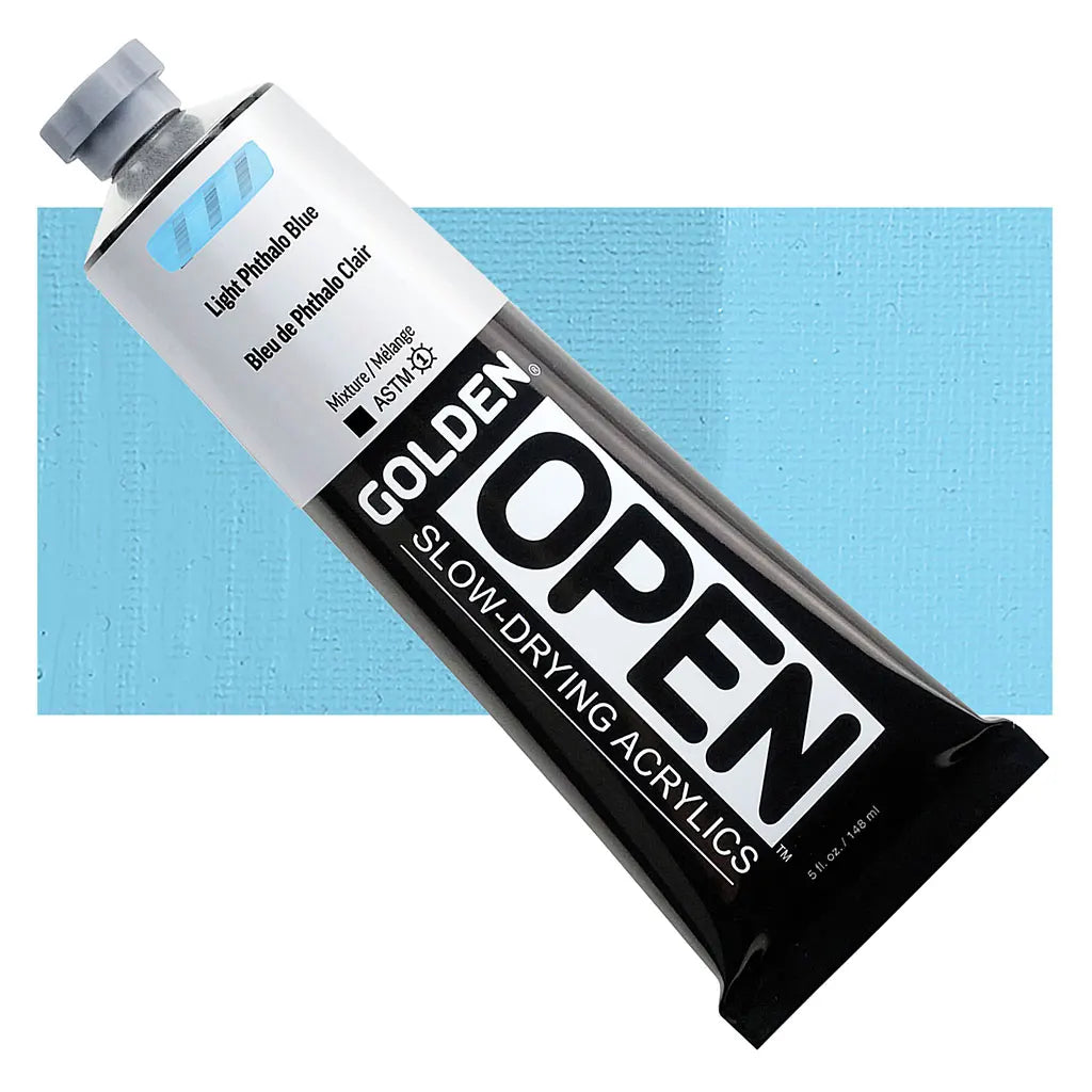 Golden OPEN Slow-Drying Acrylic Paint 5oz Light Phthalo Blue S1