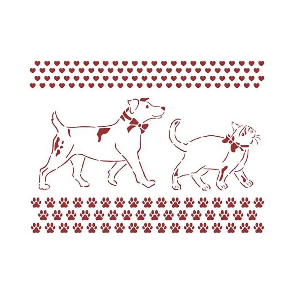 Day Dream Dog and Cat Stencil, 7.87in x 5.91in