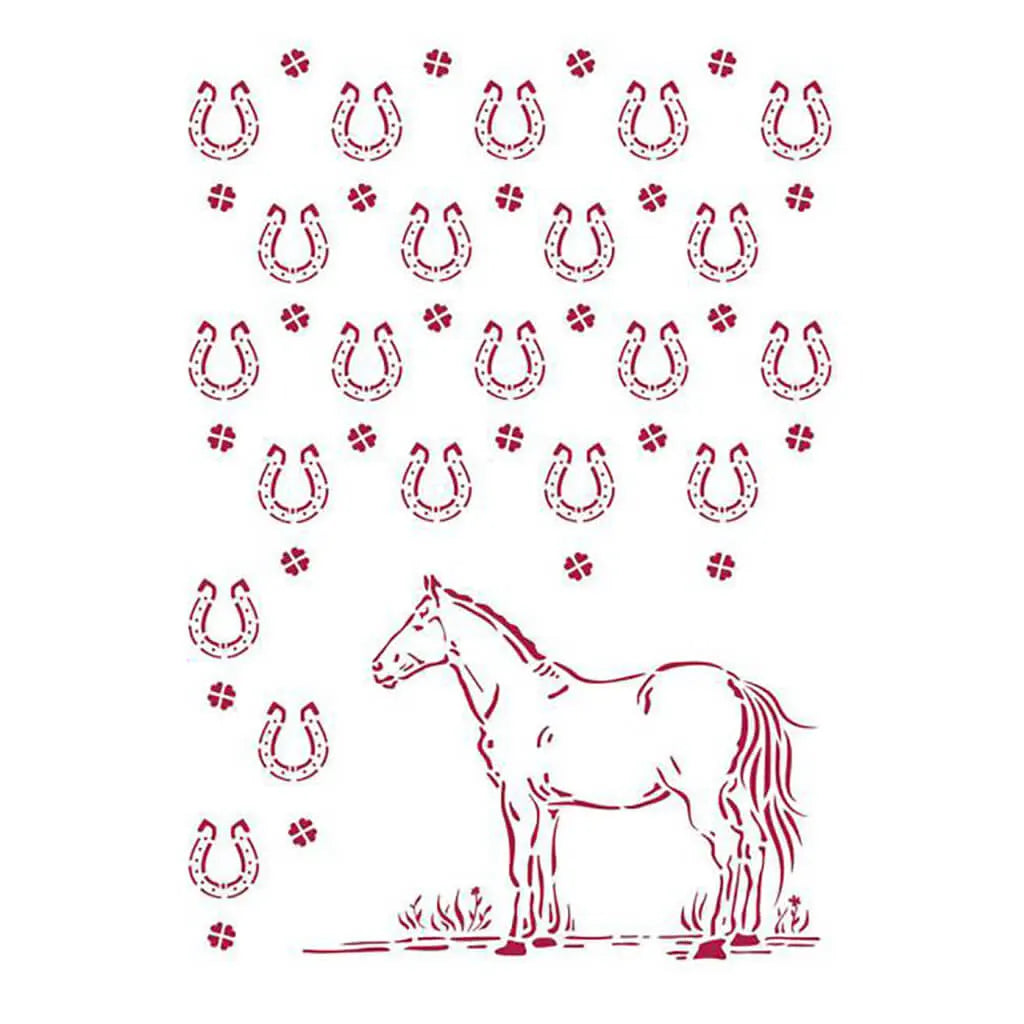 Romantic Horses, Horseshoes Stencil, 8.27in x 11.69in