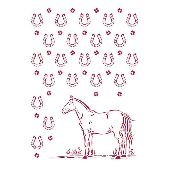 Romantic Horses, Horseshoes Stencil, 8.27in x 11.69in