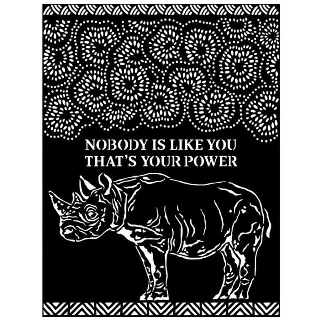 Rhino Savana Stencil, 20cm x 25cm