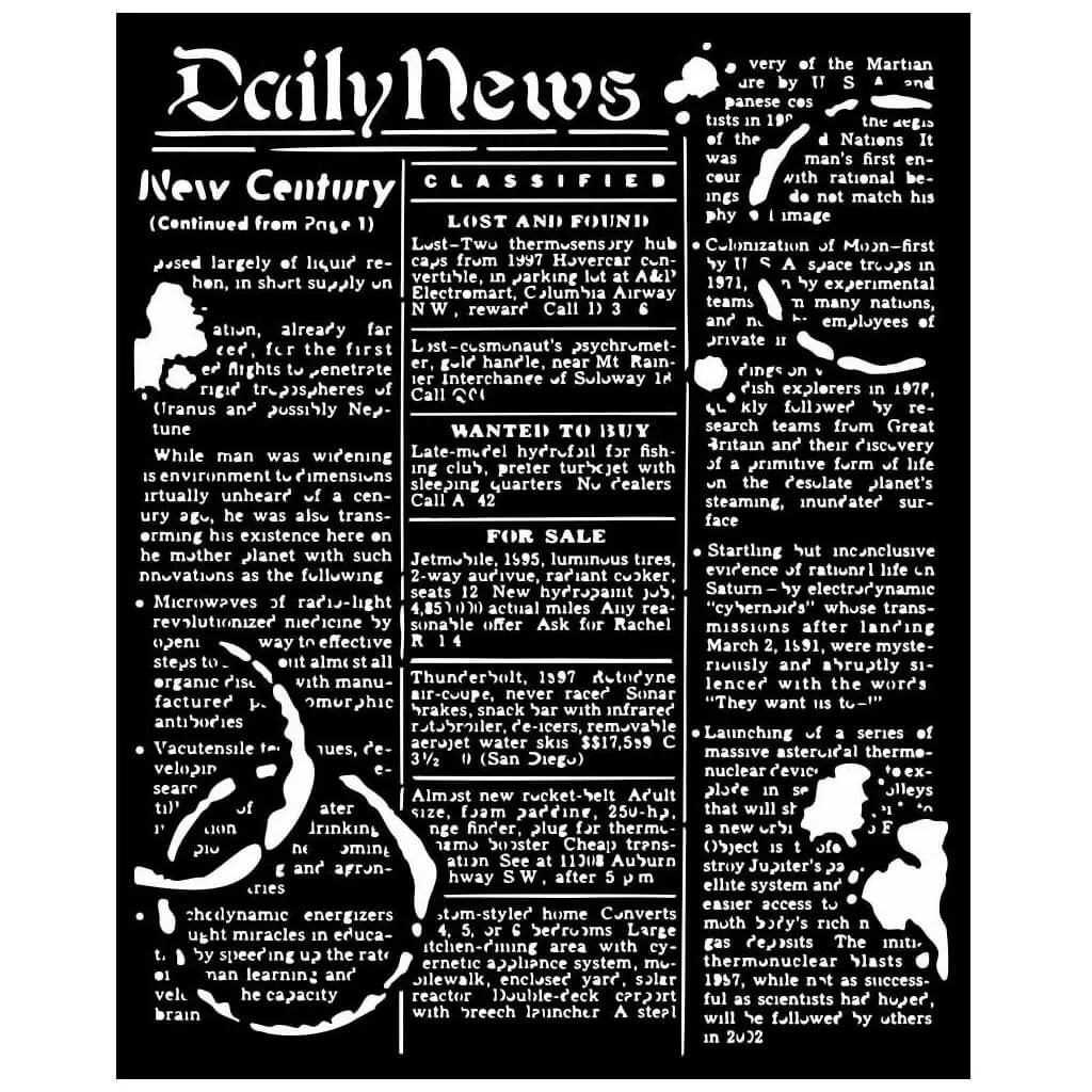 Coffee and Chocolate Daily News Stencil, 20cm x 25cm