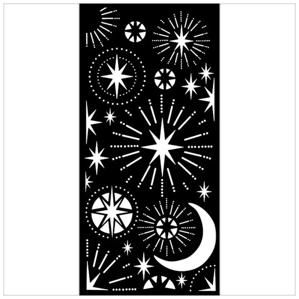 Christmas Stars and Moon Stencil, 12cm x 25cm