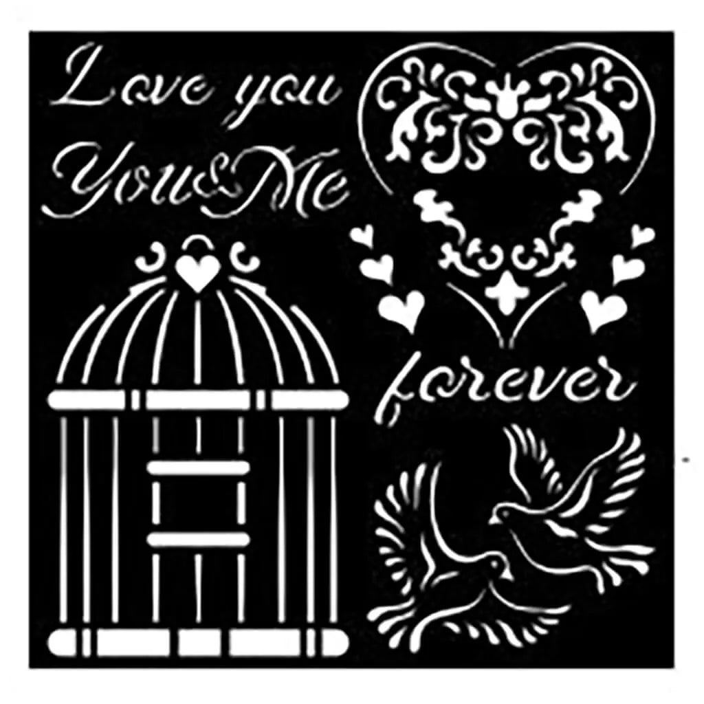 Love Me, You and Me Stencil, 18cm x 18cm