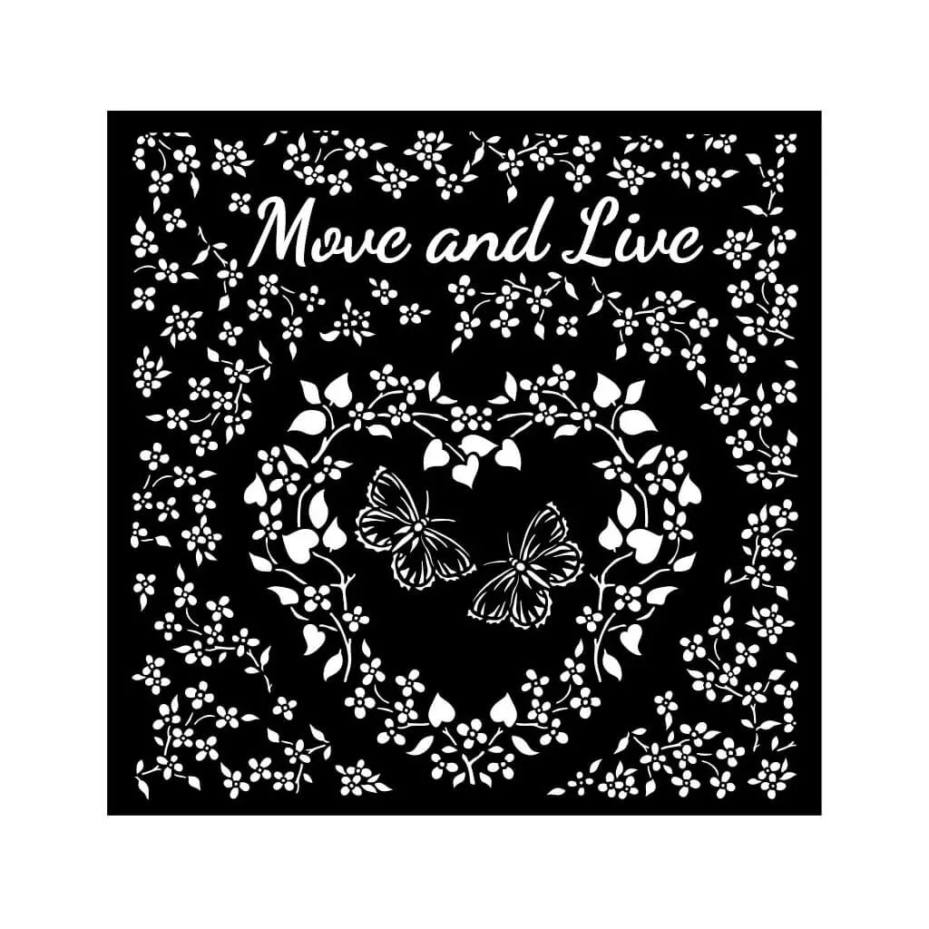 Sunflower Art Move and Live Heart Stencil, 18cm x 18cm