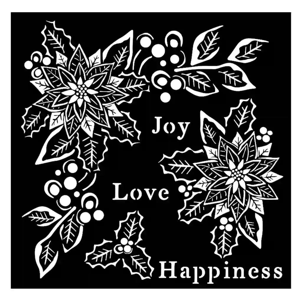 Christmas Joy, Love, Happiness Stencil, 7in x 7in