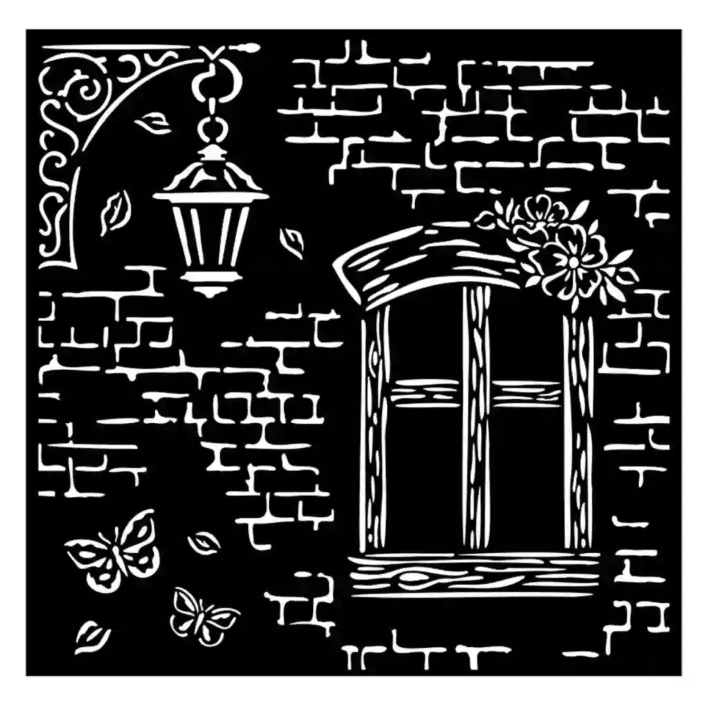 Blue Land Window Stencil, 18cm x 18cm