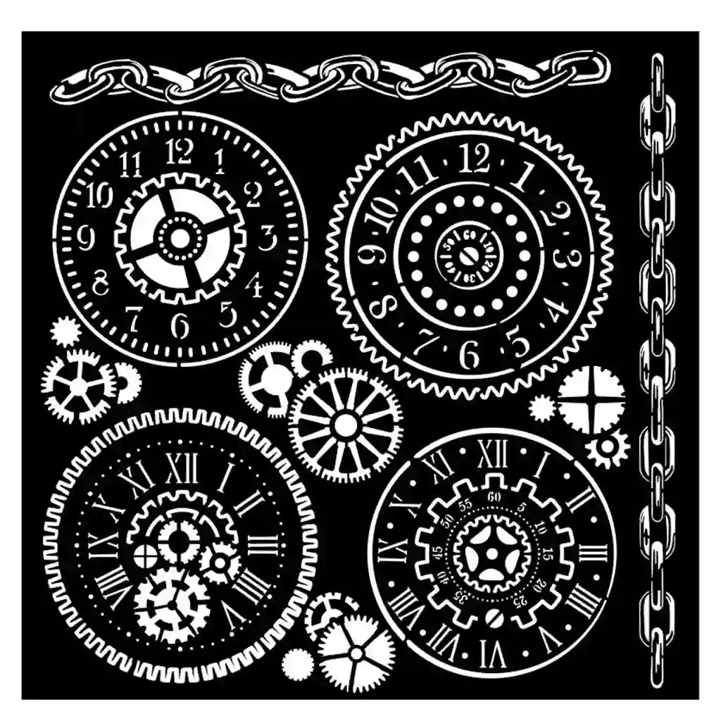 Voyages Fantastiques Gears Stencil, 7in x 7in