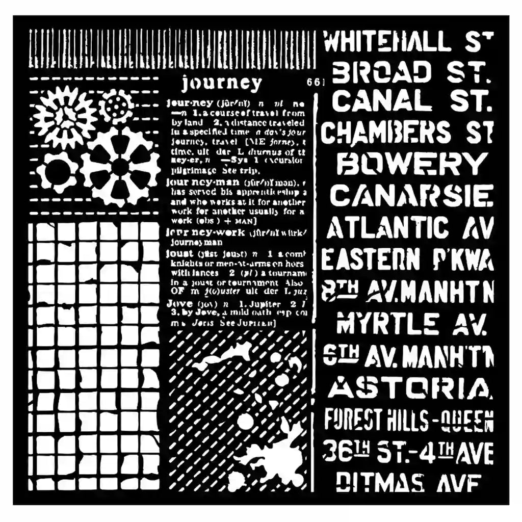 Voyages Fantastiques Mixed Patterns Stencil, 7in x 7in