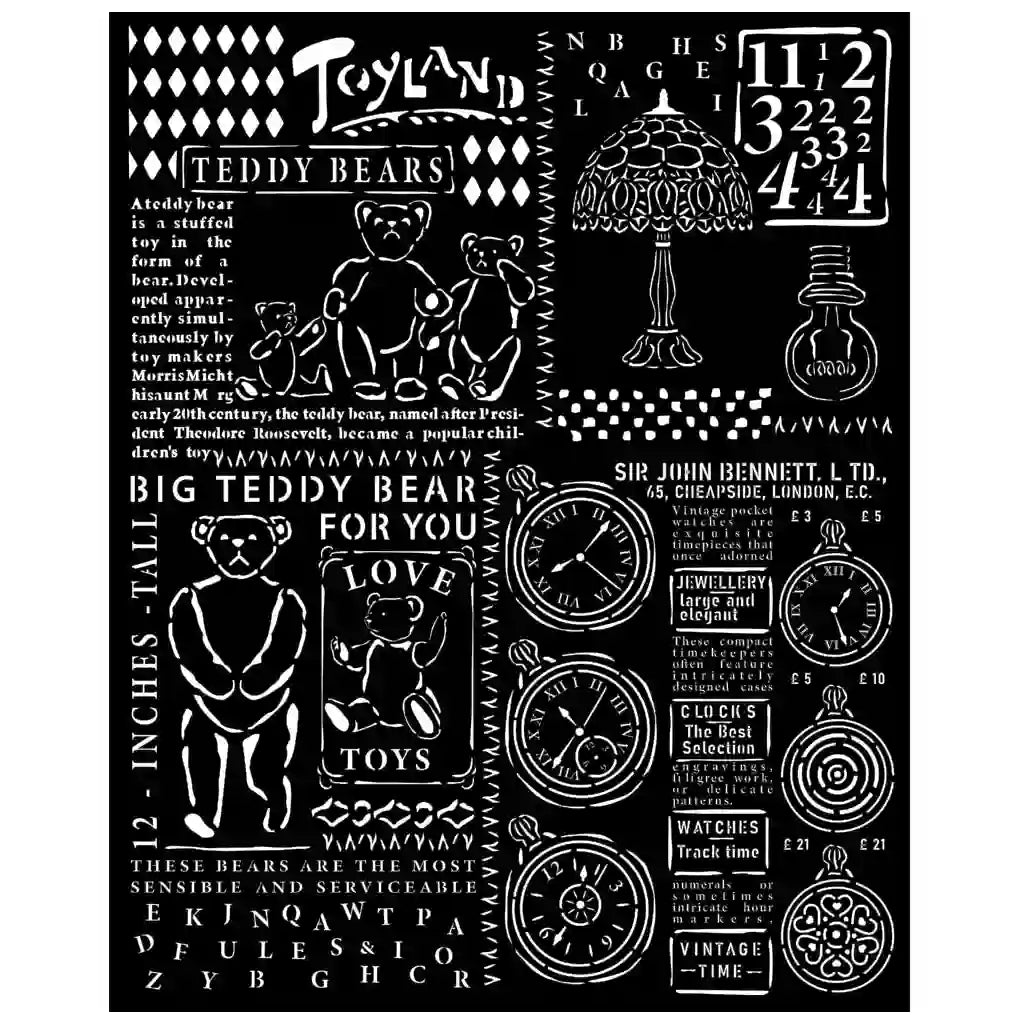 Brocante Antiques Teddy Bear Stencil, 20cm x 25cm