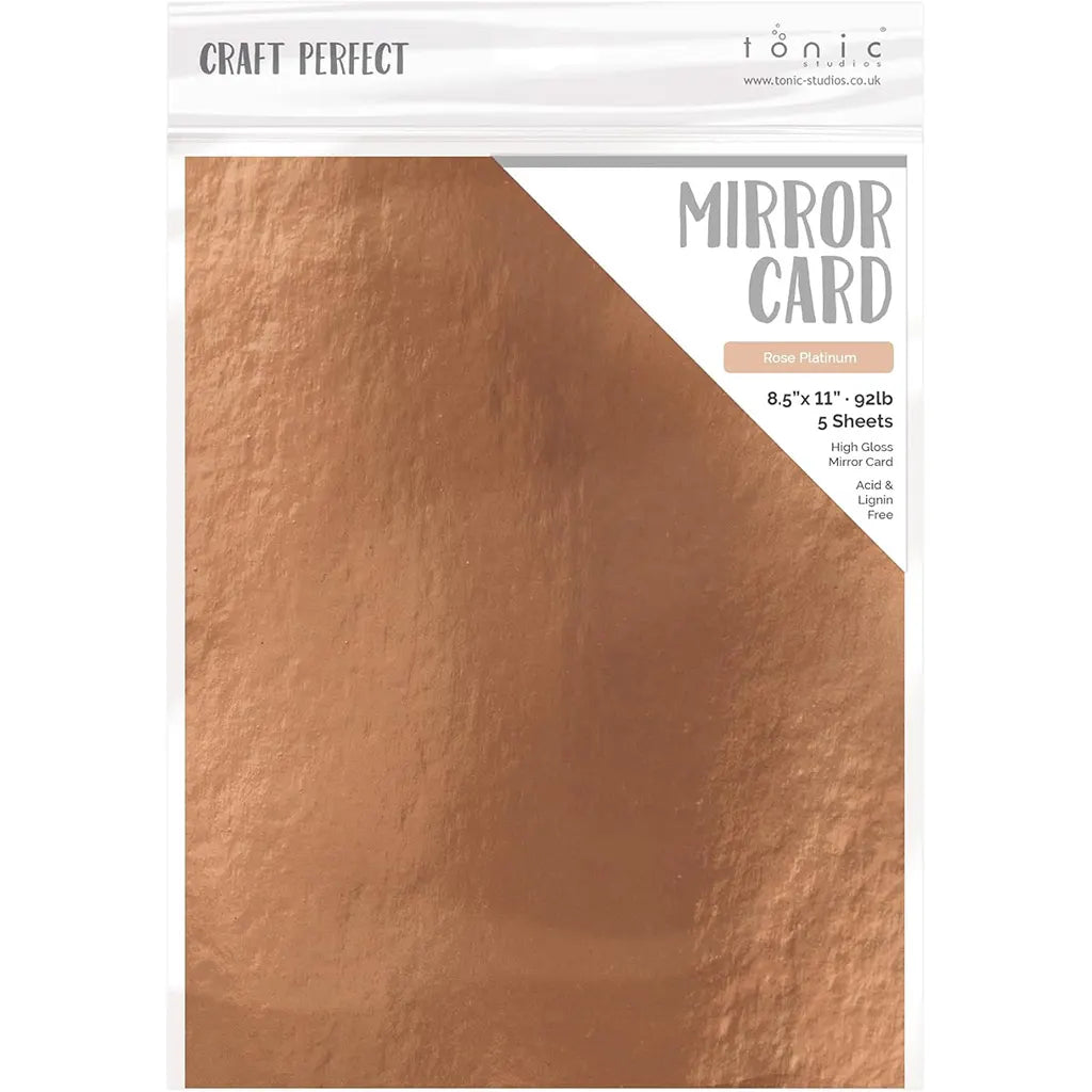 Craft Perfect Mirror Cardstock 8.5"X11" 5/Pkg High Gloss Rose Platinum