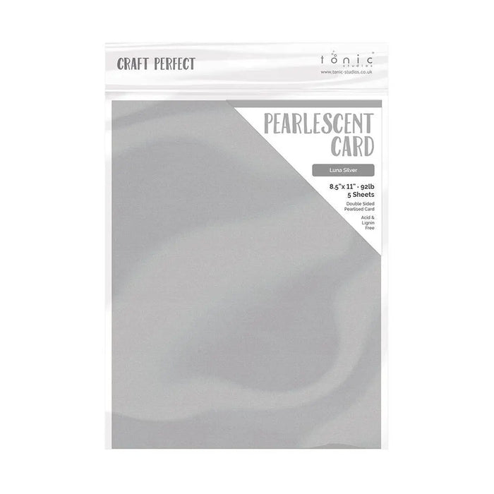 Craft Perfect Pearlescent Cardstock 8.5"X11" 5/Pkg luna silver