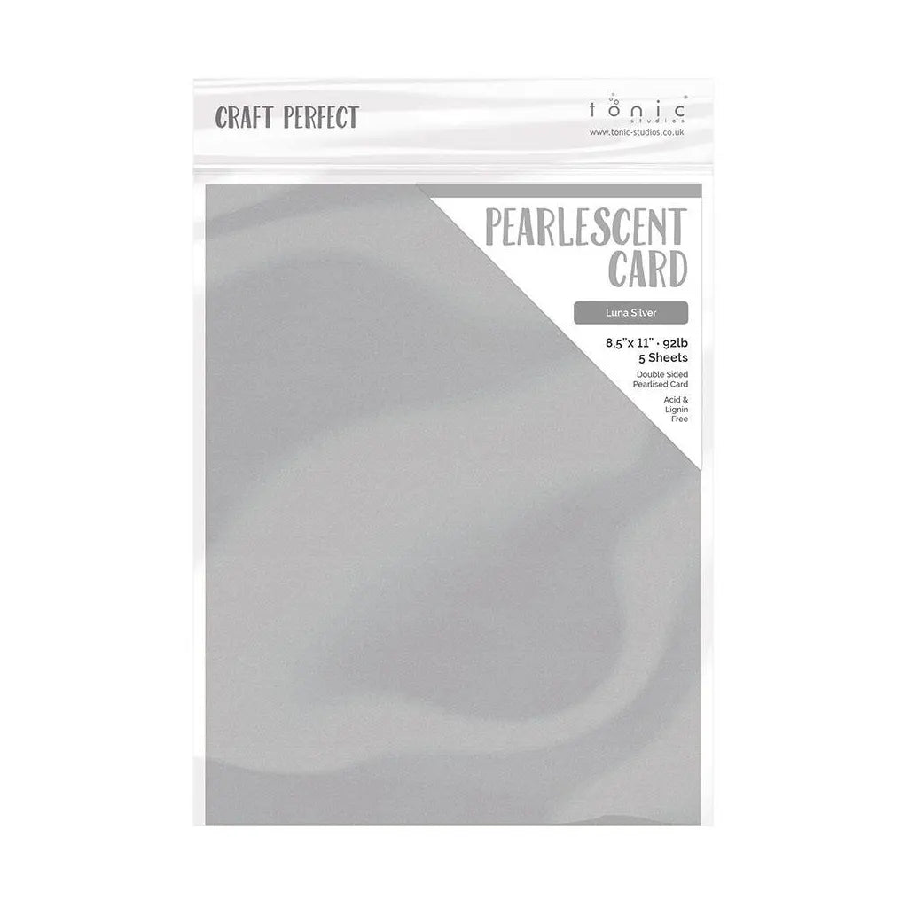 Craft Perfect Pearlescent Cardstock 8.5"X11" 5/Pkg luna silver