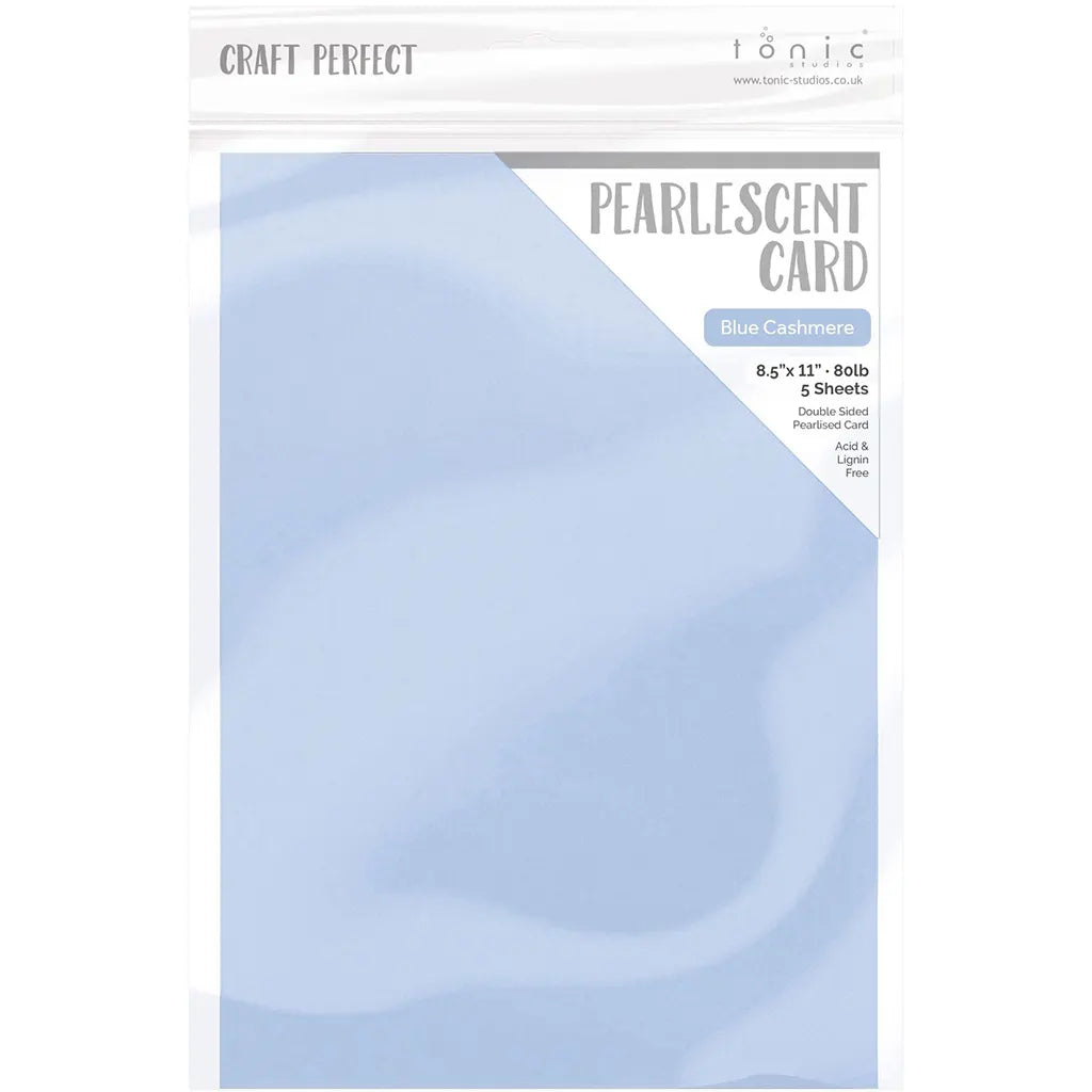 Craft Perfect Pearlescent Cardstock 8.5"X11" 5/Pkg Blue Cashmere