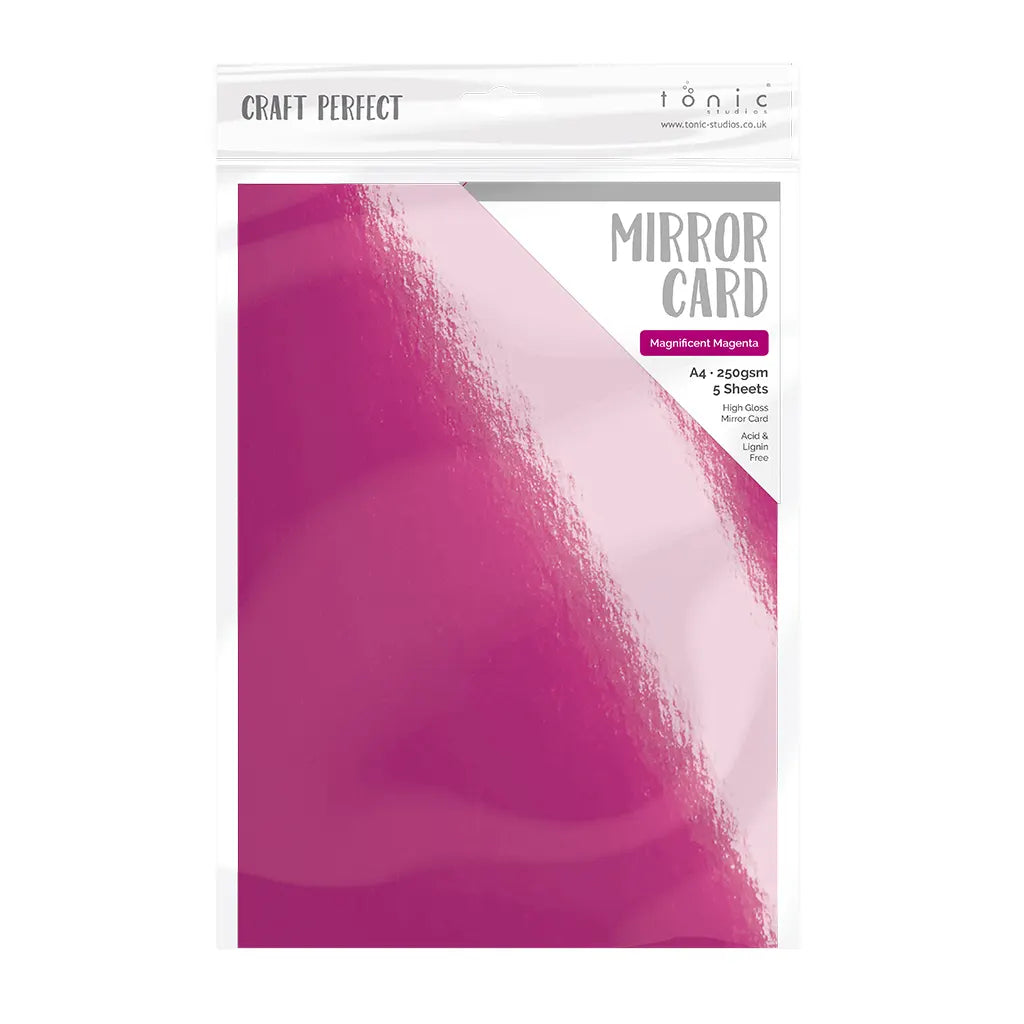 Craft Perfect Mirror Cardstock 8.5"X11" 5/Pkg High Gloss Magnificent Magenta