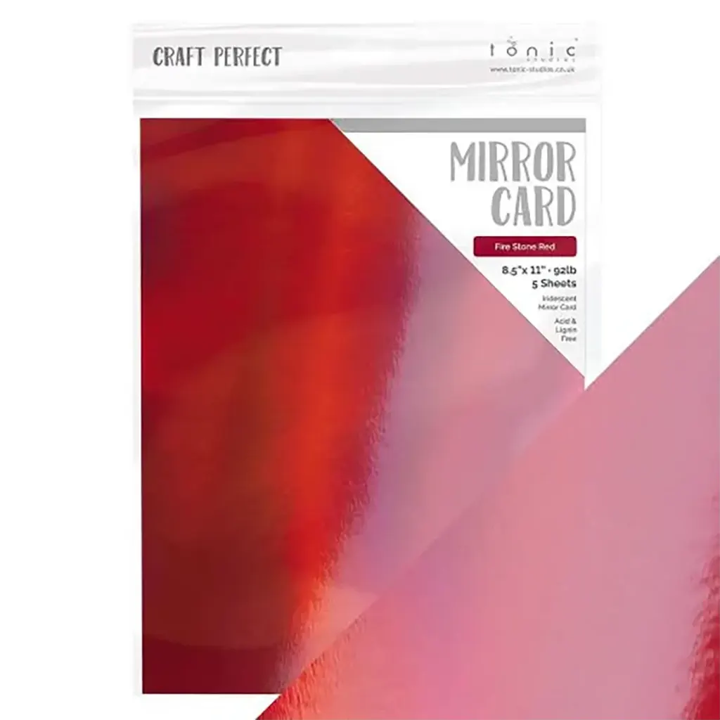 Craft Perfect Iridescent Mirror Cardstock 8.5"X11" 5/Pkg Fire Stone Red