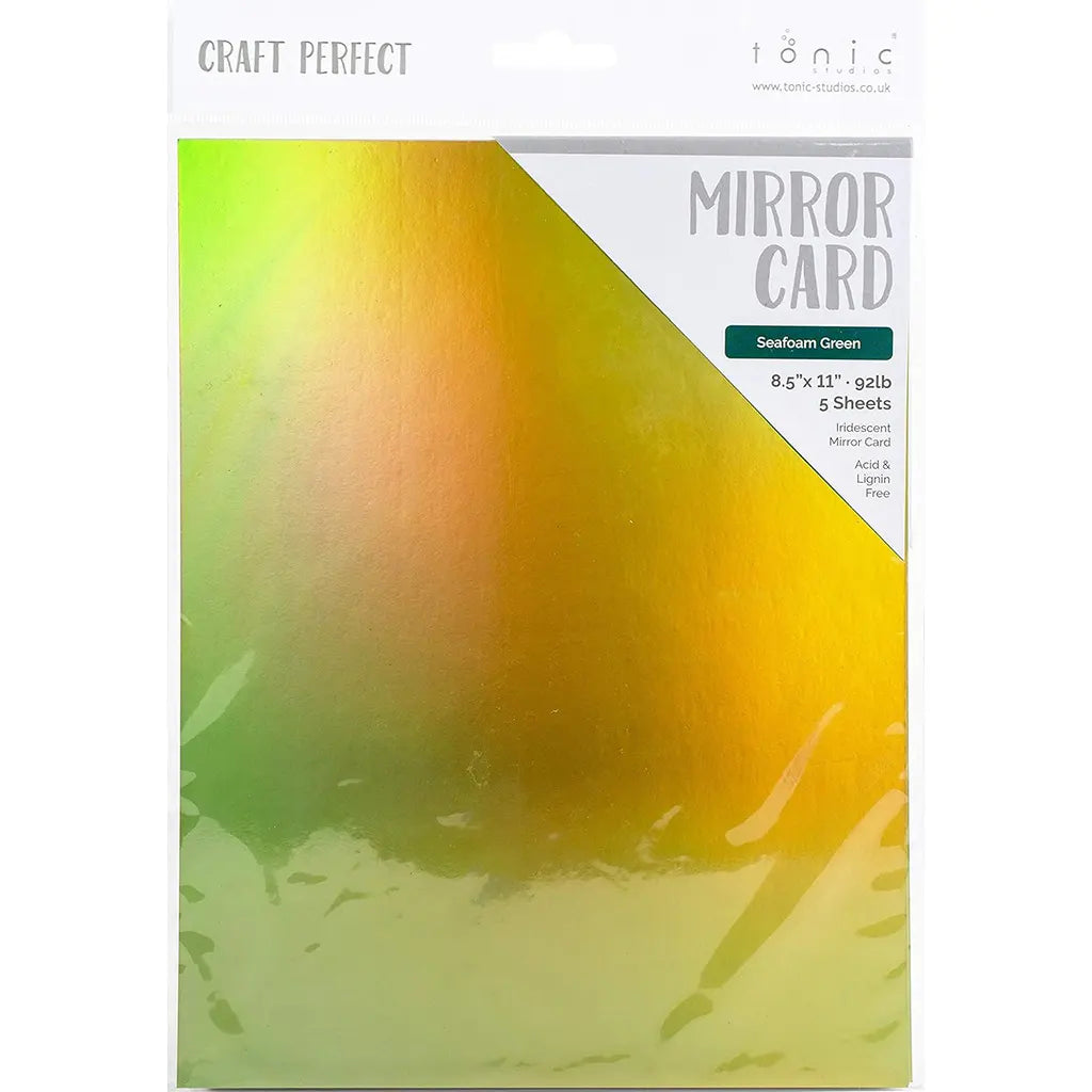 Craft Perfect Iridescent Mirror Cardstock 8.5"X11" 5/Pkg Seafoam Green