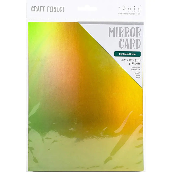 Craft Perfect Iridescent Mirror Cardstock 8.5"X11" 5/Pkg Seafoam Green