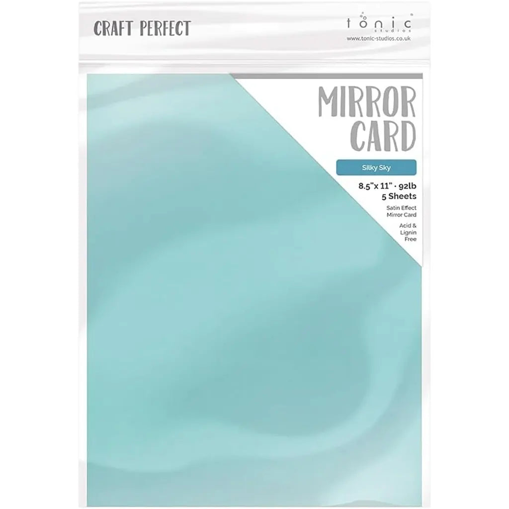 Craft Perfect Satin Mirror Cardstock 8.5"X11" 5/Pkg Satin -Silky Sky