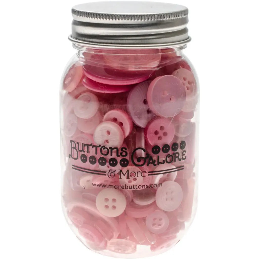 Buttons Galore Button Mason Jars Pink Grapefruit
