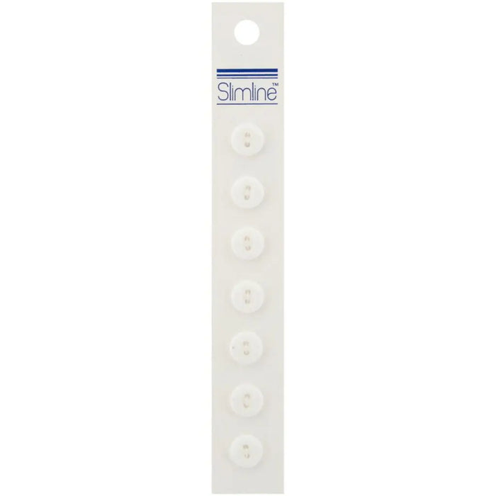 Slimline Buttons White 2-Hole 3/8" 7/Pkg
