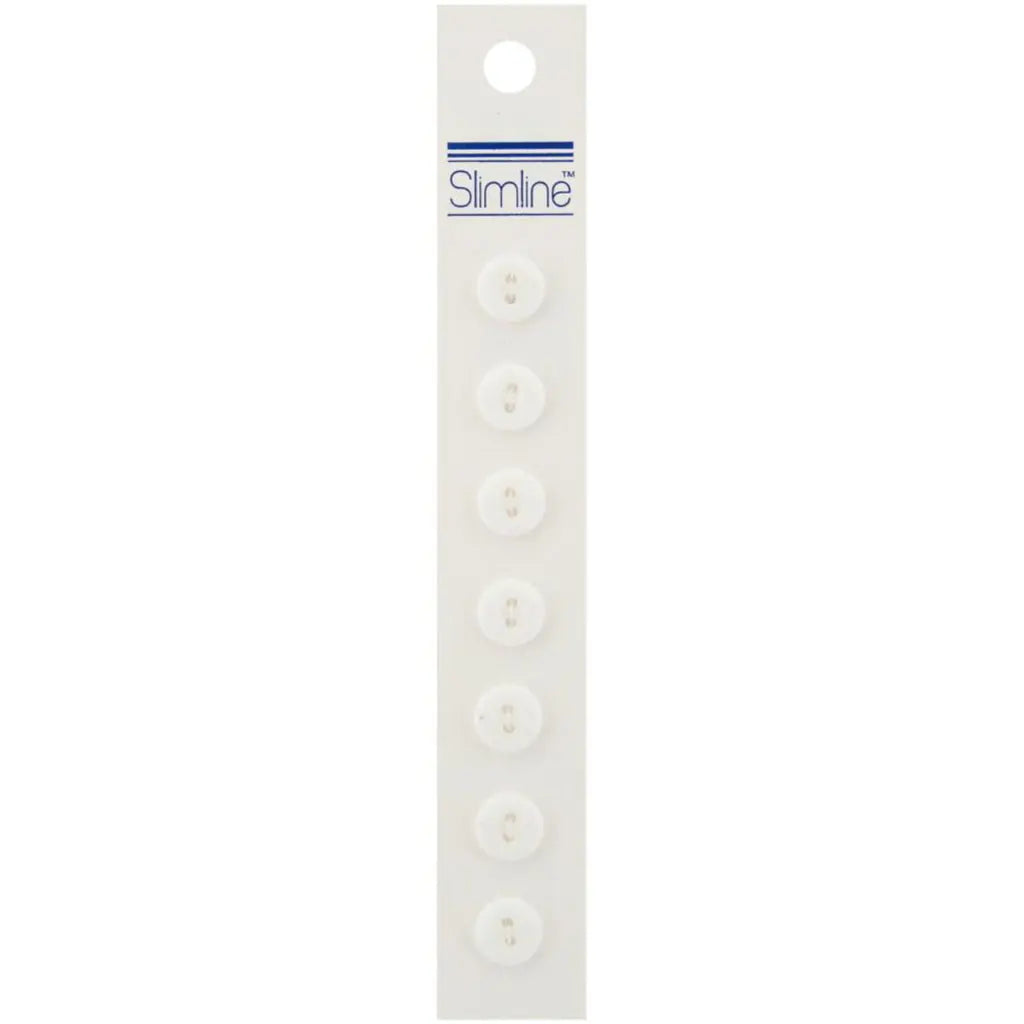 Slimline Buttons White 2-Hole 3/8" 7/Pkg