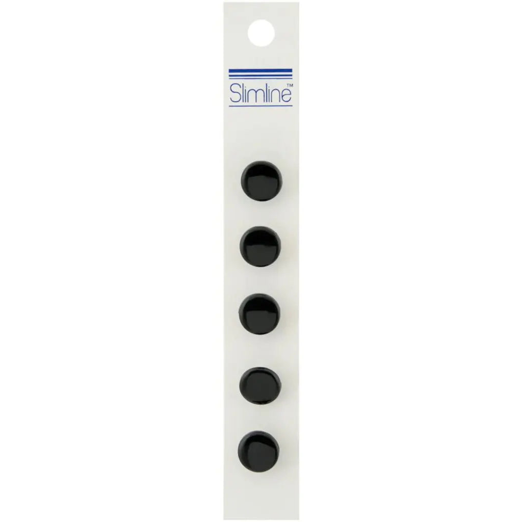 Slimline Buttons Black Shank 1/2" 5/Pkg