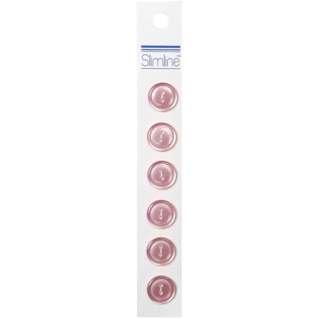 Slimline Buttons Pink 2-Hole 9/16" 6/Pkg