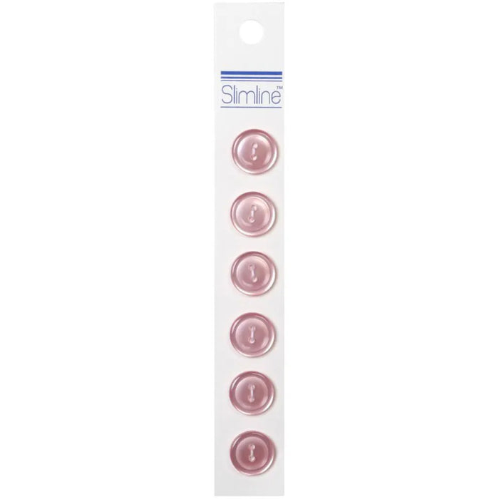 Slimline Buttons Pink 2-Hole 9/16" 6/Pkg