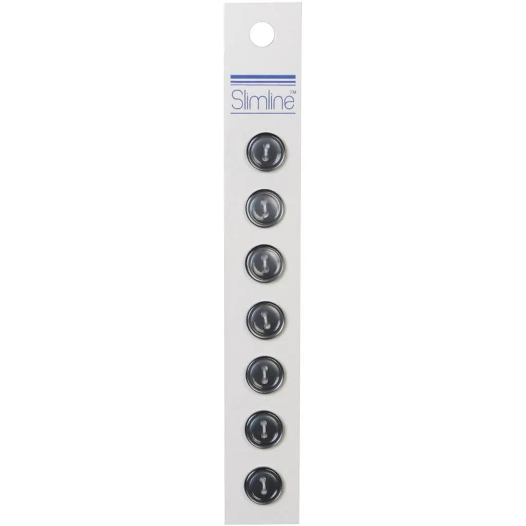 Slimline Buttons Black 4-Hole 1/2" 6/Pkg