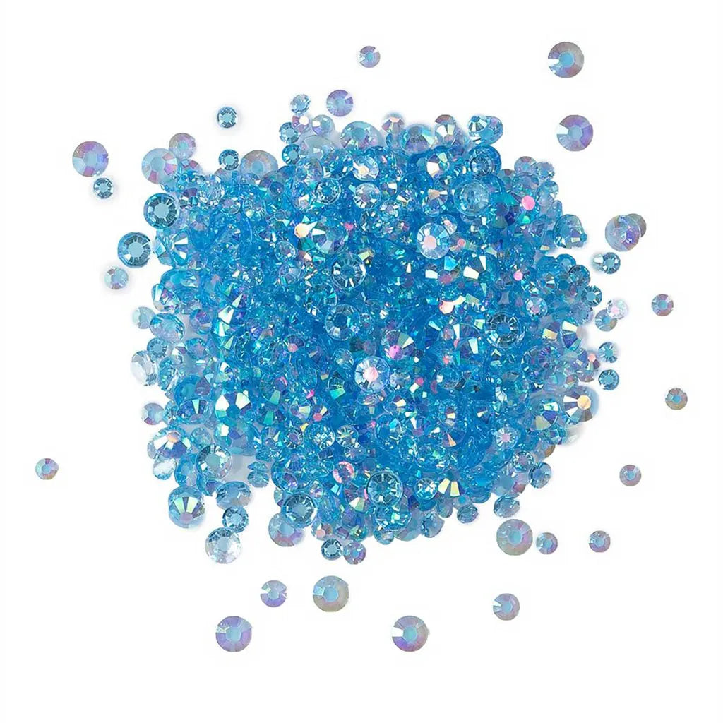 Buttons Galore Crystalz Clear Flat Back Gems Ocean Blue