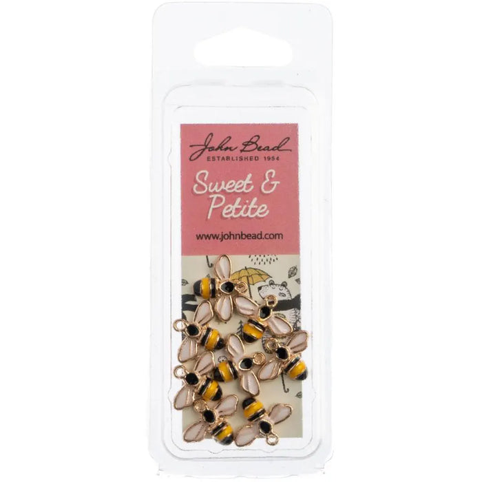 John Bead Sweet & Petite Charms Bumble Bee Yellow/Black, 12x15mm 8/Pkg