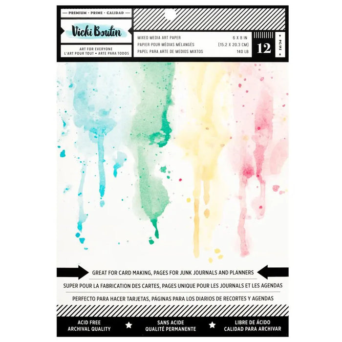 Vicki Boutin Mixed Media Paper Pad 6"X8" 12/Pkg Bright White Smooth Watercolor