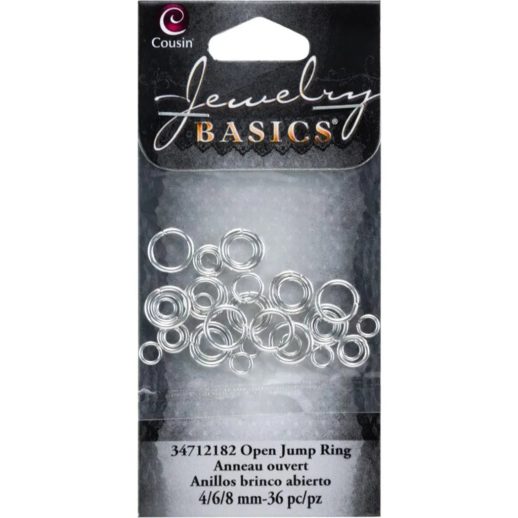 CousinDIY Jewelry Basics Metal FindingsBright Silver Jump Rings 4,6,8mm 36/Pkg