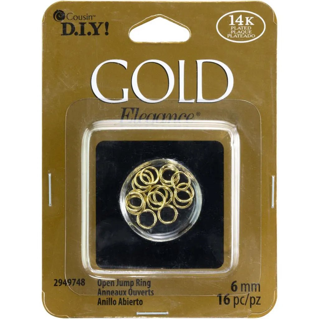 CousinDIY Gold Elegance Jump Rings 6mm 16/Pkg 14k Gold Plated